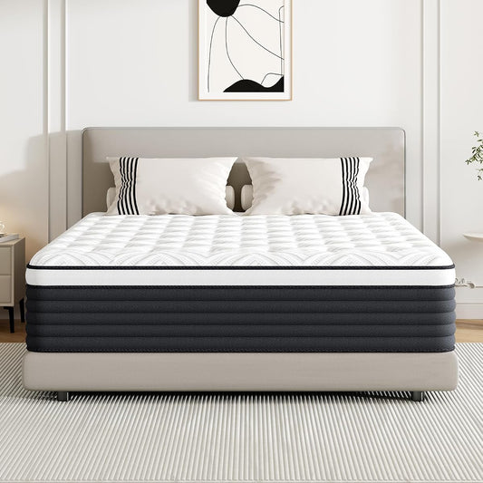 Twin Mattress, 12 Inch Hybrid Memory Foam Mattress in a Box