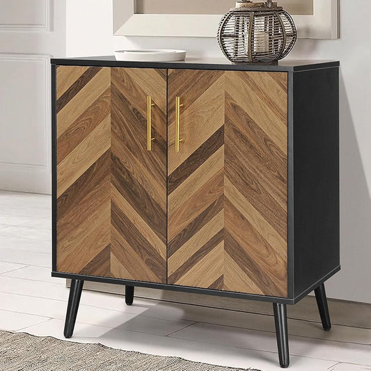 Modern Sideboard Storage Cabinet for Living Room Entryway, Black Storage Accent Cabinet with Doors