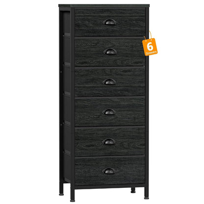 Black Dresser for Bedroom, Tall Fabric Chest of Drawers