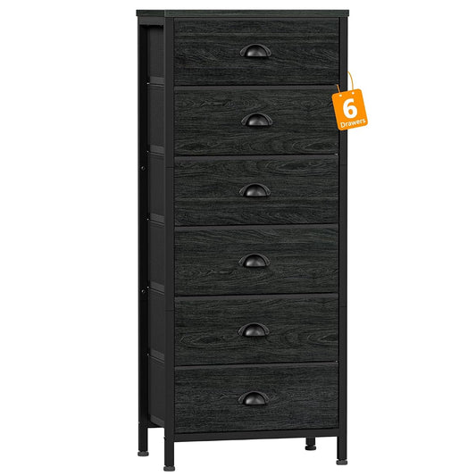 Black Dresser for Bedroom, Tall Fabric Chest of Drawers