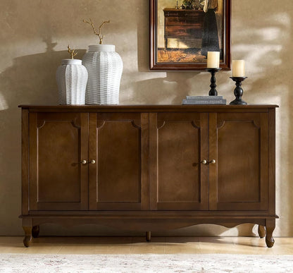 58" Rustic Sideboard Buffet Cabinet Credenza with 4 Doors & 2 Adjustable Shelves