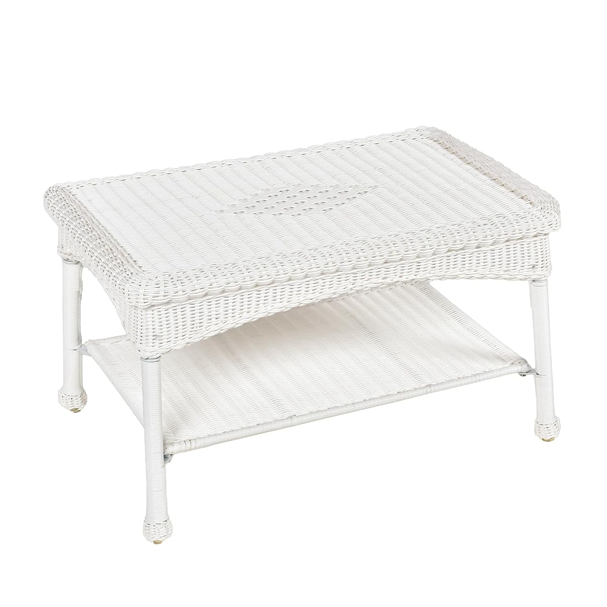 Jeco Carell Furniture Wicker Patio Furniture Coffee Table in White