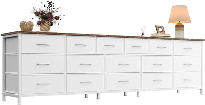 77.6" Long Dresser for Bedroom, 16 Drawer Fabric Dresser for Closet