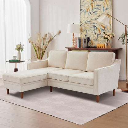 88" L-Shape Sofa, Chenille Sectional Couch, Mid Century Modern Couches with Solid Wood Frame for Living Room Bedroom