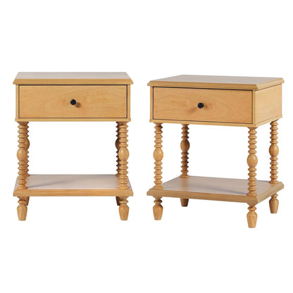Vivienne 1-Drawer Spindle Nightstand - Natural - 2pk