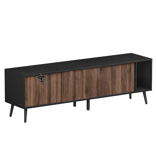 TV Stand, Superfast Toolless Assembly, TV Cabinet for TVs up to 72 Inches, Entertainment Center with Storage, Media Console Table, Living Room, Natural Walnut and Ebony Black ULTV533B01