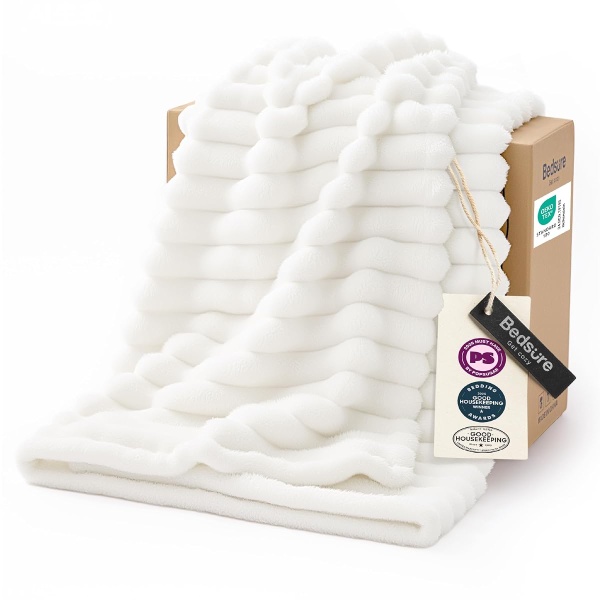 GentleSoft White Throw Blanket for Couch