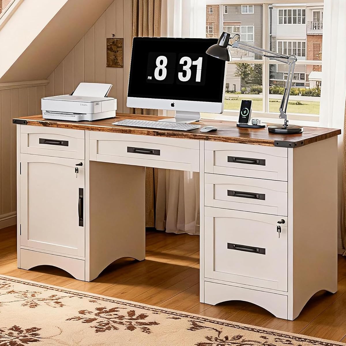 Farmhouse Executive Desk with Drawers