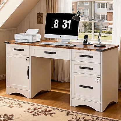 Farmhouse Executive Desk with Drawers