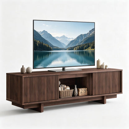 55" Mid Century TV Stand for 65 TVs Fluted, Walnut