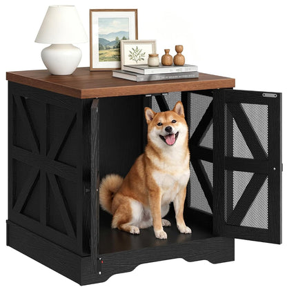 Dog Crate Furniture for Small to Medium Dogs, Dog Kennel Indoor with Barn Doors