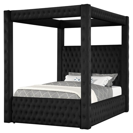 Velvet Canopy Bed Frame King