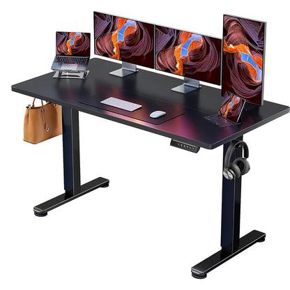 Height Adjustable Electric Standing Desk, 63 x 28 Inches Sit Stand up Desk, Memory Computer Home Office Desk, Carbon Fiber Black