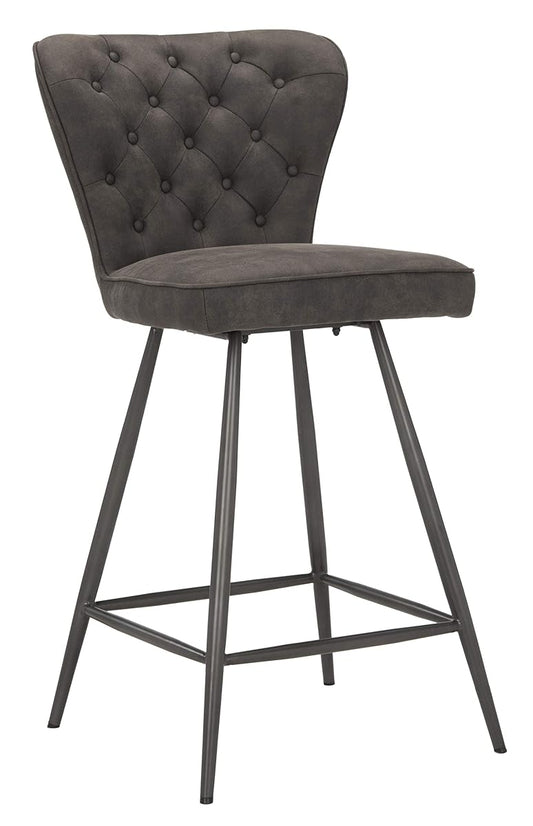 Safavieh FOX1702C-SET2 American Homes Collection Ashby Modern Tufted Swivel Counter Stool, 26", Grey/Black