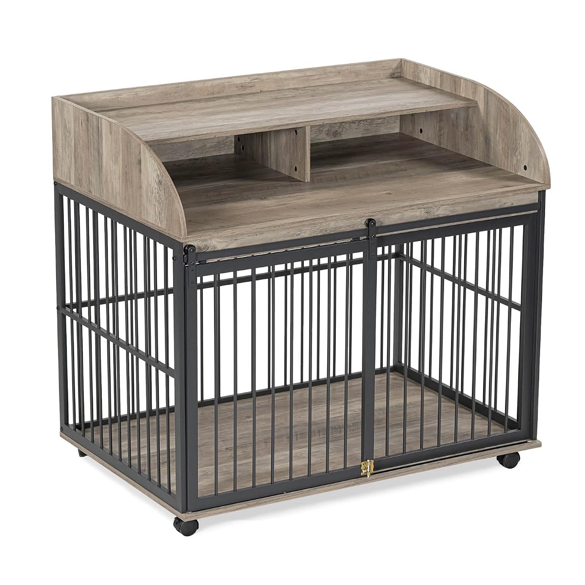 Medium Dog Crates, Farmhouse Table Dog Crate with Wheels & Lock