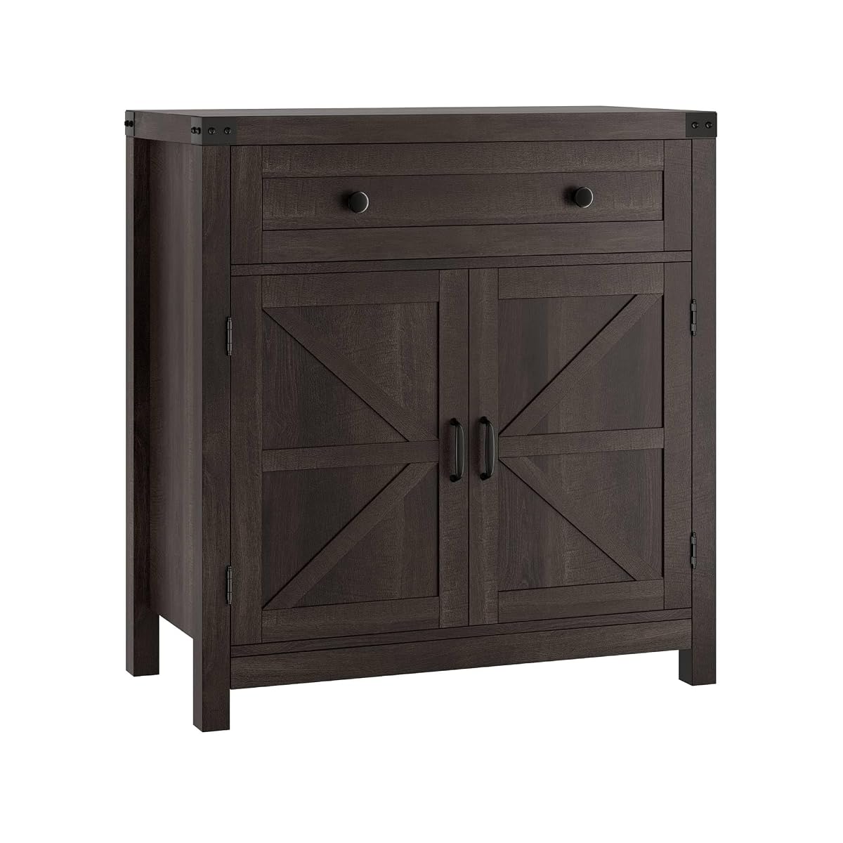 Coffee Bar Cabinet, Kitchen Storage Cabinet, Modern Farmhouse Buffet Sideboard with Drawer and Adjustable Shelf, Barn Door Accent Cabinets for Kitchen, Dining Room, Entryway, Dark Brown