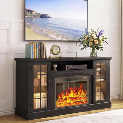 58" Farmhouse Fireplace TV Stand with 23" Electric Fireplace