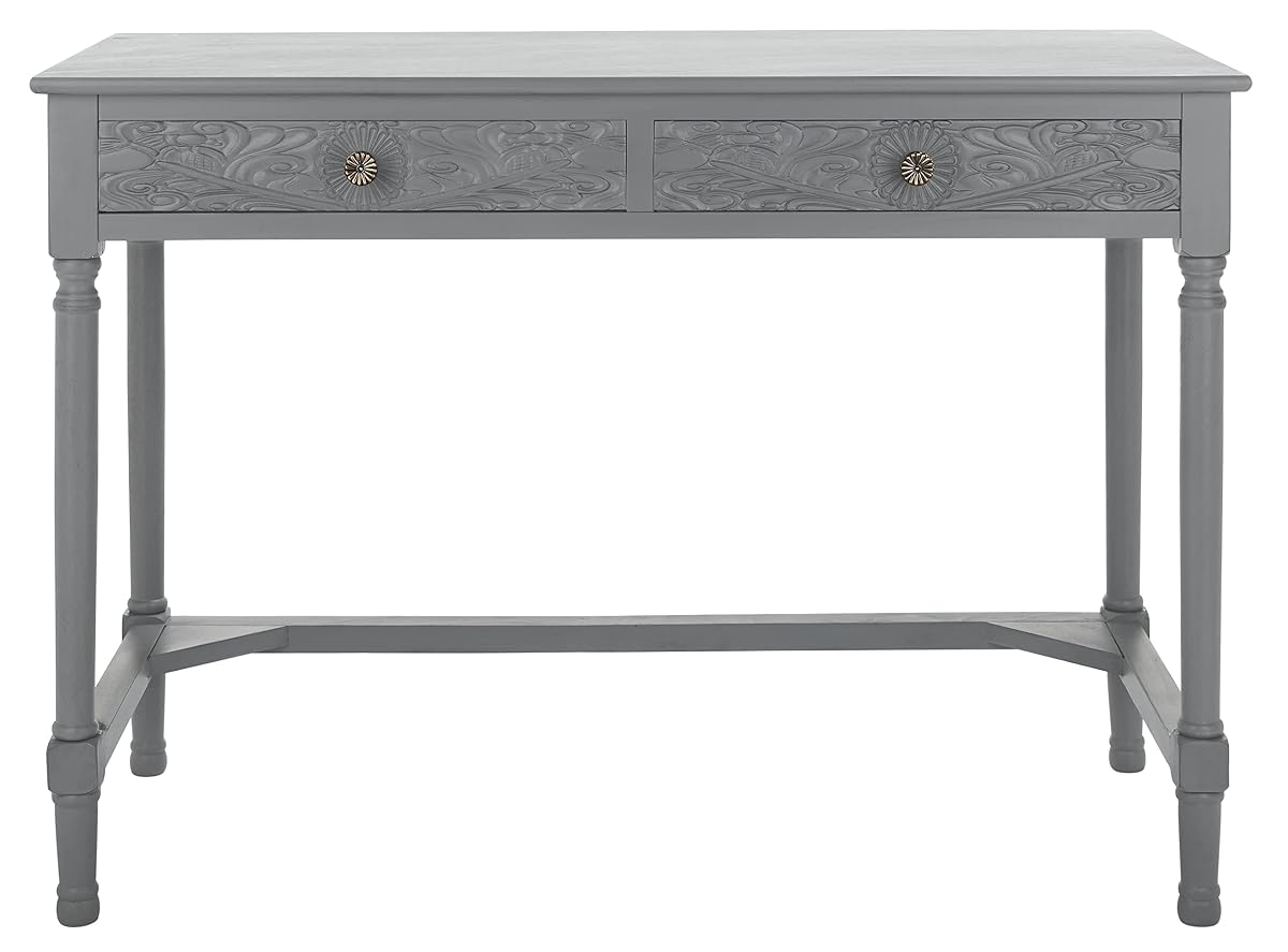 SAFAVIEH Home Collection Ryleigh Distressed Grey 2-Drawer Computer Table Office Desk