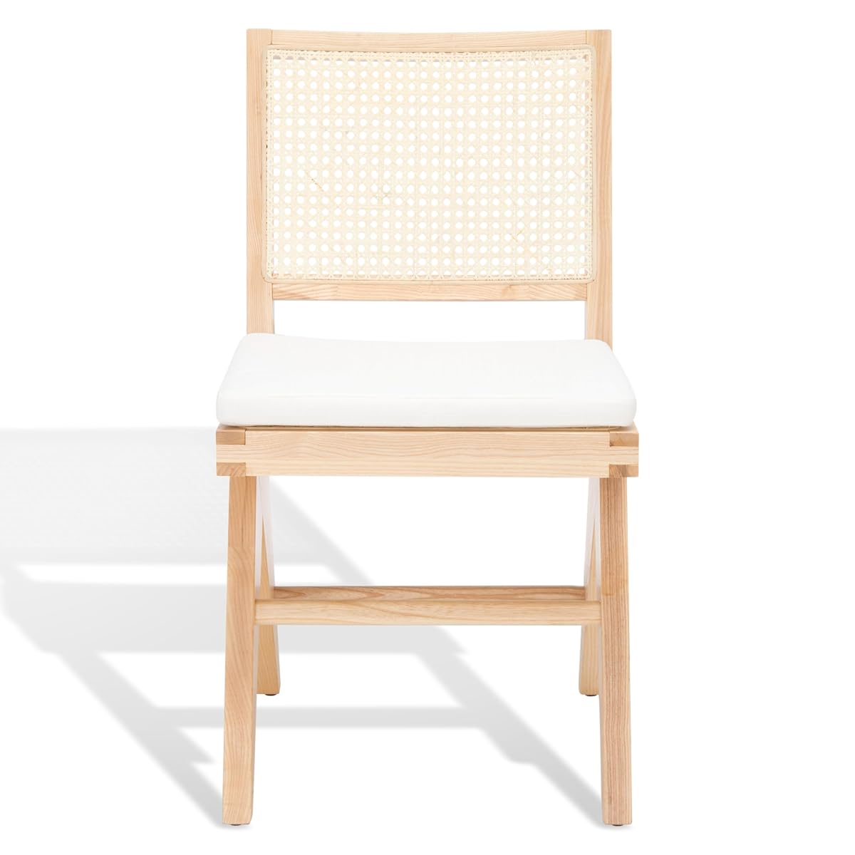 SAFAVIEH Couture Collection Colette Tropical Coastal Natural Solid Wood Rattan Dining Chair Set of 2