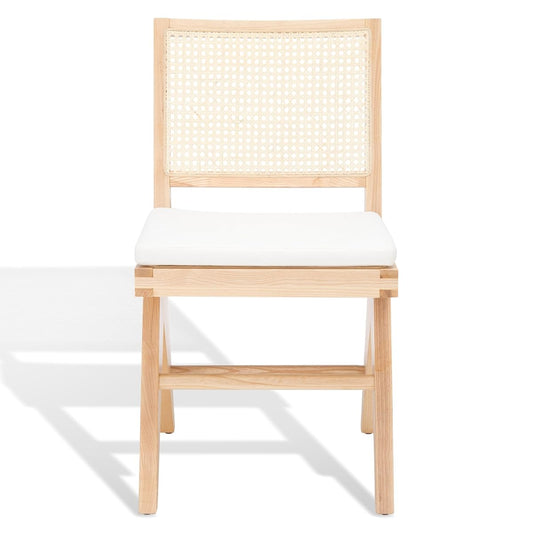 SAFAVIEH Couture Collection Colette Tropical Coastal Natural Solid Wood Rattan Dining Chair Set of 2
