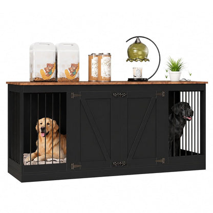 70.8" Double Dog Crate Furniture, Farmhouse Dog Crate TV Stand
