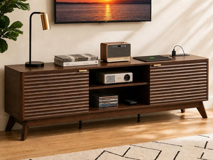 Mid Century Modern TV Stand for Living Room 70 in Fluted TV Console
