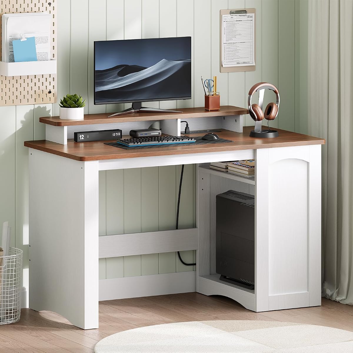 Computer Desk, Office Desk with Charging Station