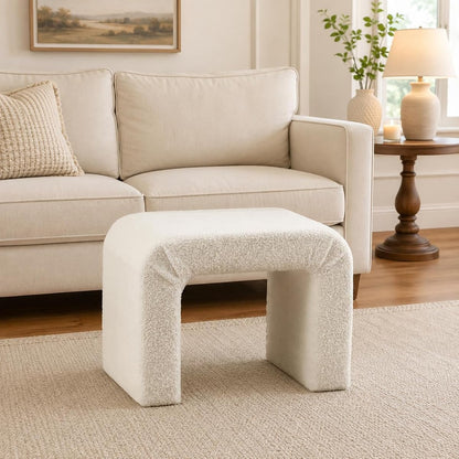 Modern Boucle Ottoman Footstool