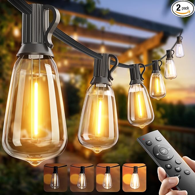 100FT LED Outdoor String Lights with Remote Waterproof Patio Lights with, view 2