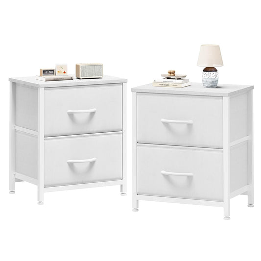 Nightstand Set of 2 with 2 Storage Drawers, 20" Height Small Bed Side Furniture End Table, Wooden Top Fabric Cabinet Kids Mini Dresser for Bedroom, Closet, Entryway, College Dorm