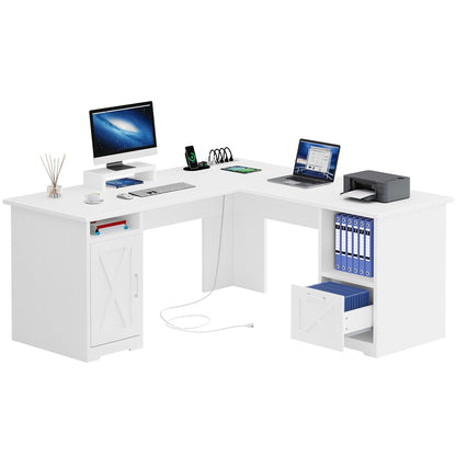 L Shaped Desk with Power Outlets