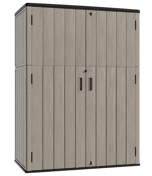Outdoor Storage Shed,57 Cu.ft Vertical Outdoor Storage Cabinet Waterproof, Outdoor Resin Tool Shed for Patio Furniture, Garden Tools, Pool Accessories, Lawn Mower(Coffee Color)