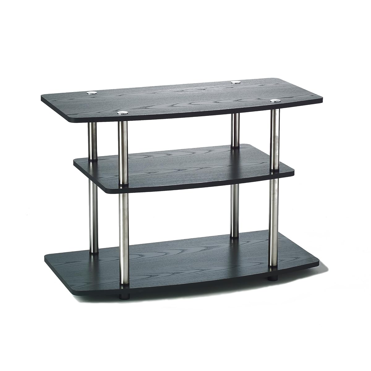 Designs2Go No Tools 3-Tier TV Stand 31.5" - Entertainment Center for TVs up to 37 Inches, Modern TV Console with Shelves for Living Room, Family Room, Black