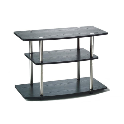 Designs2Go No Tools 3-Tier TV Stand 31.5" - Entertainment Center for TVs up to 37 Inches, Modern TV Console with Shelves for Living Room, Family Room, Black