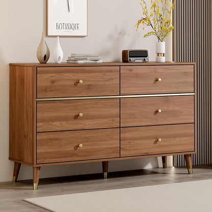 6 Drawer Dresser, 47" Wide Mid Century Chest of Drawers