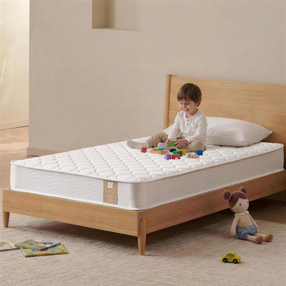 6 Inch Twin Mattress with Bonnell Spring, Twin Mattress for Kids, Memory Foam Mattress for All Night Sleep & Pressure Relief, Certified Safe Foams & Fabric, Fiberglass Free Mattress in A Box