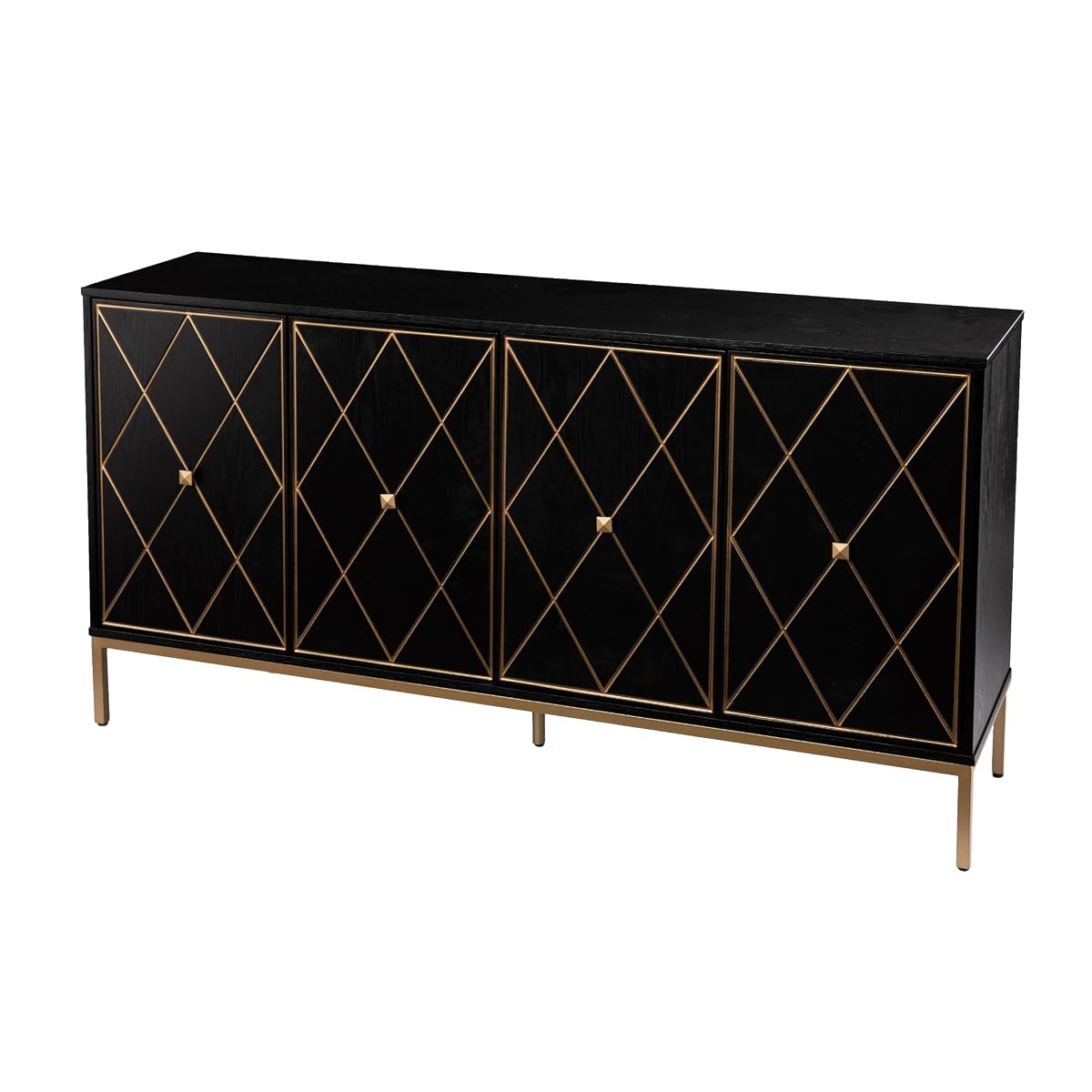 Marradi Sideboard Cabinet with Storage - Transitional Design, Black Iron and Wood - Ideal for Entryway, Living Room (DN1111930)