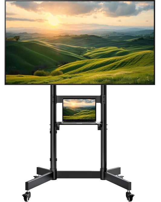 Heavy-Duty Rolling TV Stand for 55, 100" Screens, Supports 165 lbs