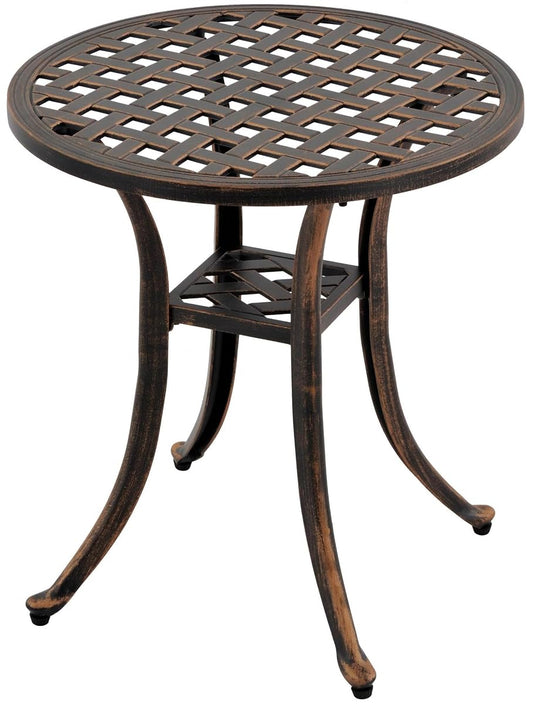 Bronze cast aluminum round outdoor side table