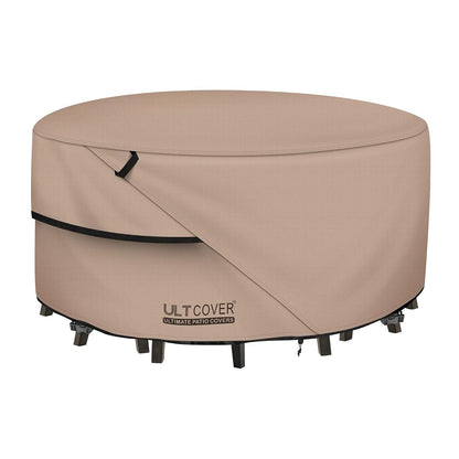 Round Patio Furniture Cover - Outdoor Waterproof Table with Chair Set Cover 92 inch