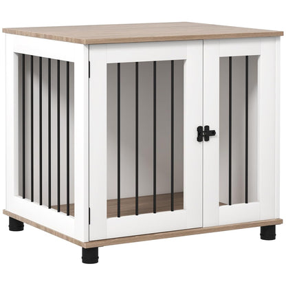 Dog Crate Furniture with Lockable Door for Medium Dogs, Walnut Brown