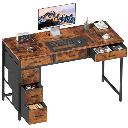 47" Computer Desk with 6 Drawers & Large Storage Space
