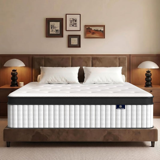 Full Mattress, 12 Inch Hybrid Mattress in a Box, Fiberglass Free