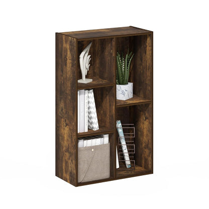 LUDER Book Shelf, 5-Cube Bookshelf, Reversible Bookcase, 9.4 x 19.5 x 31.5, Easy Assembly, for Living Room, Bedroom, Home Office, Amber Pine