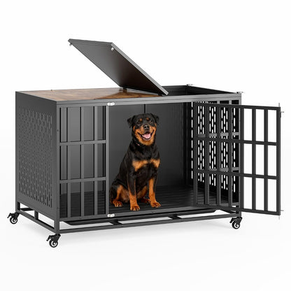 48" Heavy Duty Dog Crate Furniture, Wooden Dog Crates for Large and Medium Dogs