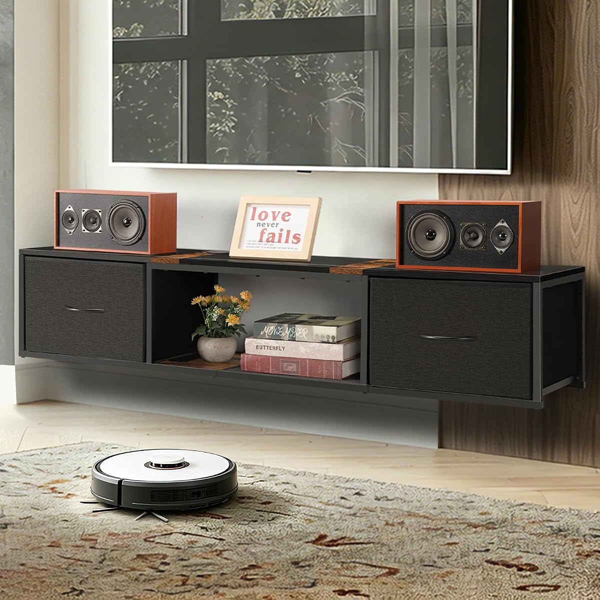 Floating TV Stand with Power Outlet