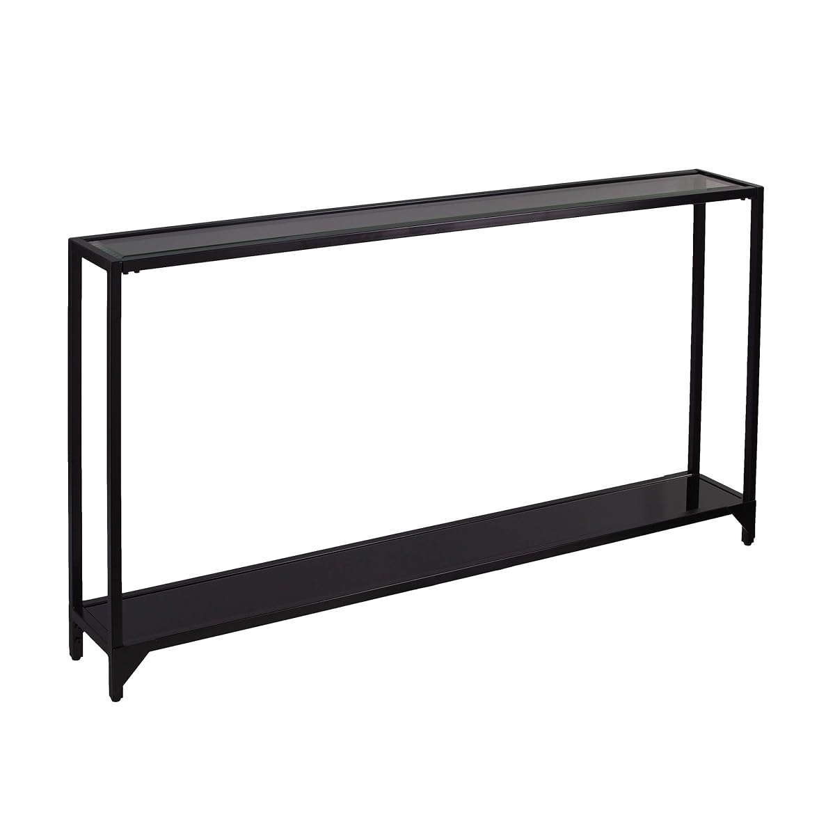 Bergen Narrow Metal Console Table, Dining Room With Open Concept Living Space Glam Style Powder-Coated Iron, Black