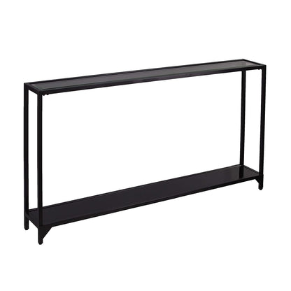 Bergen Narrow Metal Console Table, Dining Room With Open Concept Living Space Glam Style Powder-Coated Iron, Black