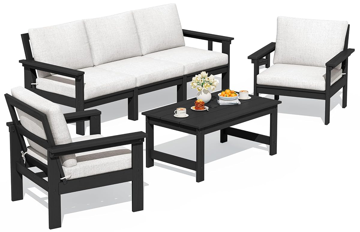 HDPE Outdoor Patio Furniture Set with Coffee Table