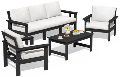 HDPE Outdoor Patio Furniture Set with Coffee Table